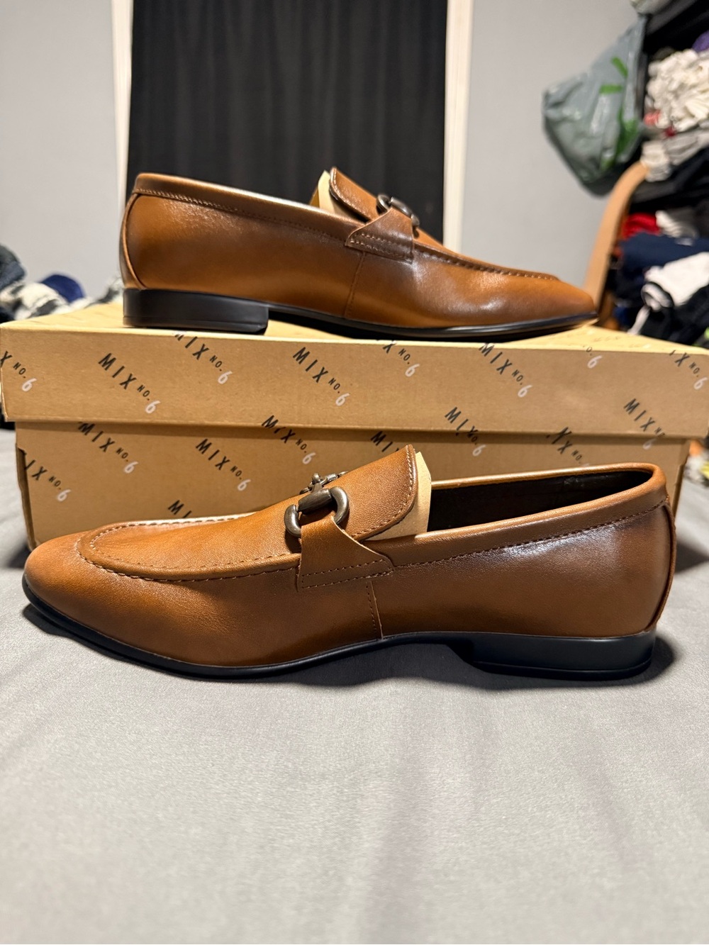 MIX No. 6 Men’s Brown Leather Horsebit Loafers Dress Shoes NIB